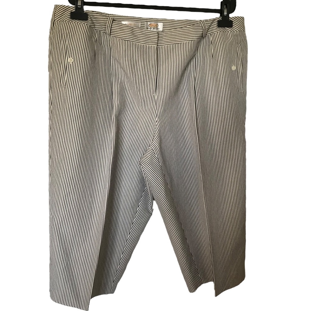 Talbots Fully Lined Navy/Eggshell Striped Cropped… - image 1